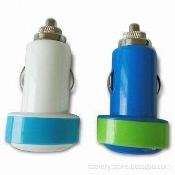 5V 2.1A/5V 1A Mini USB Car Chargers for Apple's iPhone4/iPad, CE Certified, RoHS Directive-compliant
